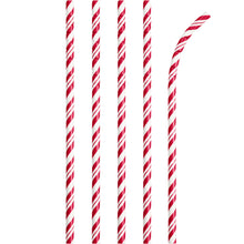 Striped Paper Straws 24ct - Red