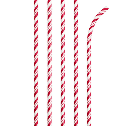 Striped Paper Straws 24ct - Red