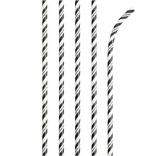 Striped Paper Straws 24ct - Black