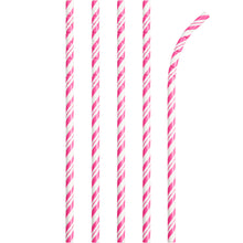Striped Paper Straws 24ct - Pink
