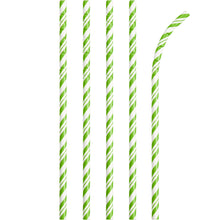 Striped Paper Straws 24ct - Lime Green