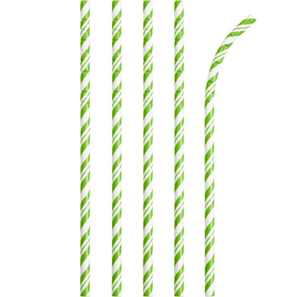 Striped Paper Straws 24ct - Lime Green