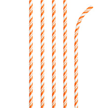 Striped Paper Straws 24ct - Orange