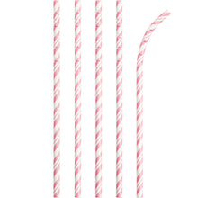 Striped Paper Straws 24ct - Pink