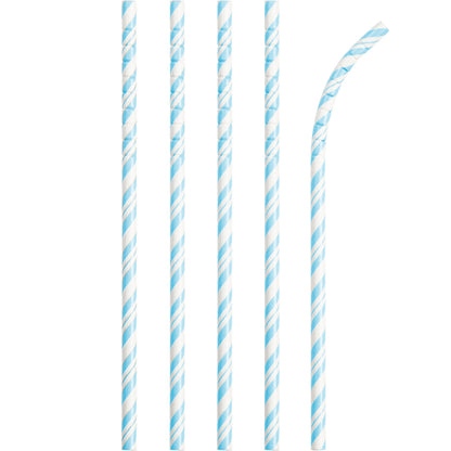 Striped Paper Straws 24ct - Patel Blue
