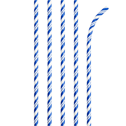 Striped Paper Straws 24ct - Blue