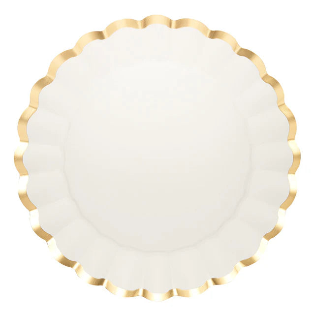 Gold and White 12.75in Scalloped Charger Plates 8ct
