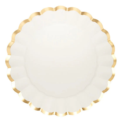 Gold and White 12.75in Scalloped Charger Plates 8ct