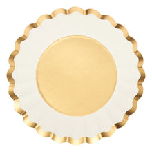 Gold and White 8in Scalloped Salad/Dessert Plates 8ct