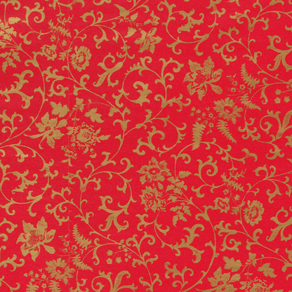 Roll Wrap - Flora Scrollwork Red/Gold 30”x8’