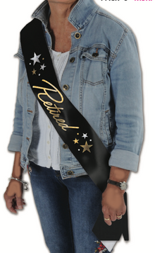 Glittered Retirement Satin Sash