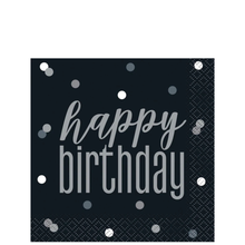 Glitz Black Beverage Napkins 16ct