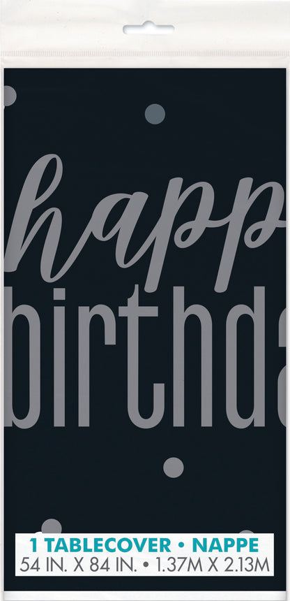 Glitz Black Plastic Table Cover 54in x 84in