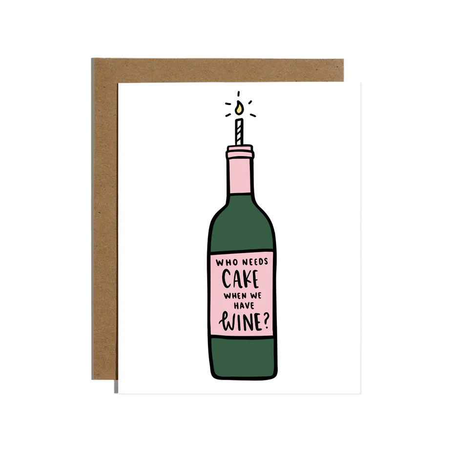 Cake Wine Birthday Card
