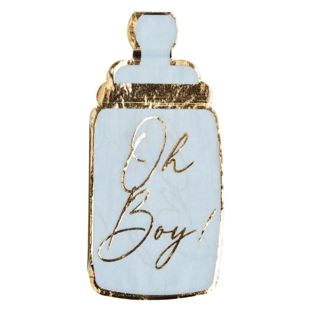 Hey Baby Blue Baby Bottle Guest Towels 16ct