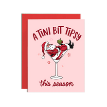 Martini Tipsy Santa Holiday Card