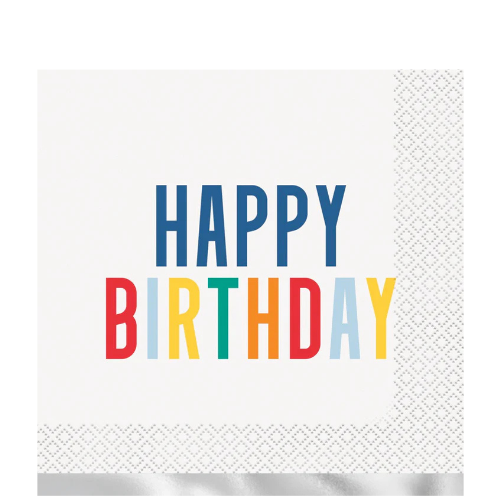 Happy Birthday Dots Foil Lunch Napkins 16ct