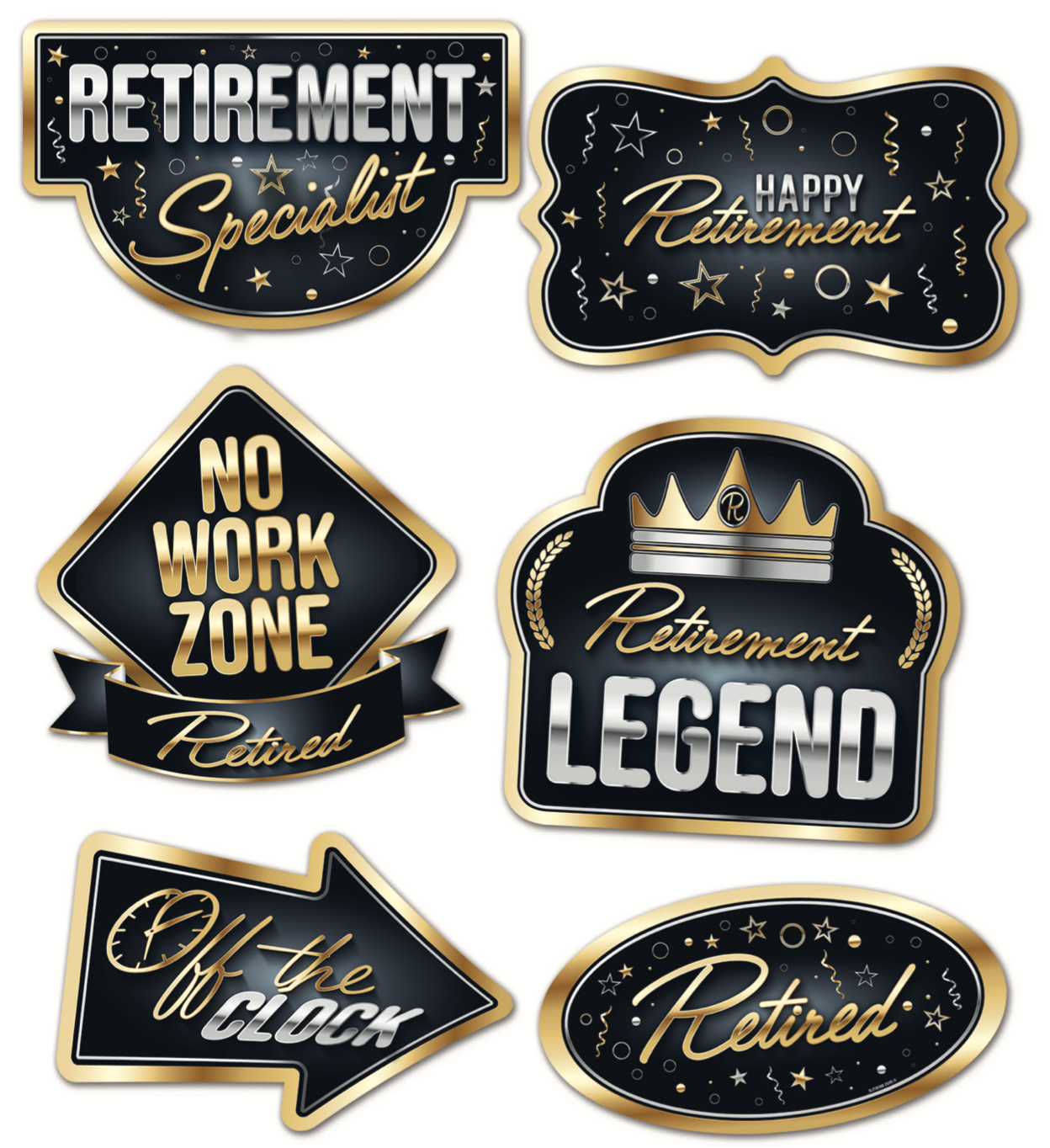 Happy Retirement Cutouts 6ct