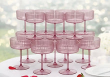 Vintage Ribbed Plastic Champagne Coupe Glasses (lavender)