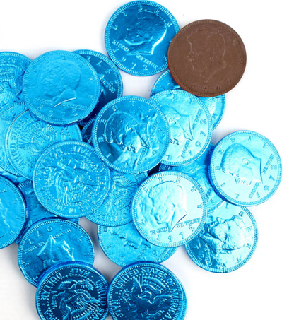 Milk Chocolate Coins 6oz Bag Light Blue