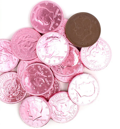 Milk Chocolate Coins 6oz Bag Pink