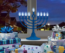 Navy LED Menorah with Clear Bulbs, USB Cable Included