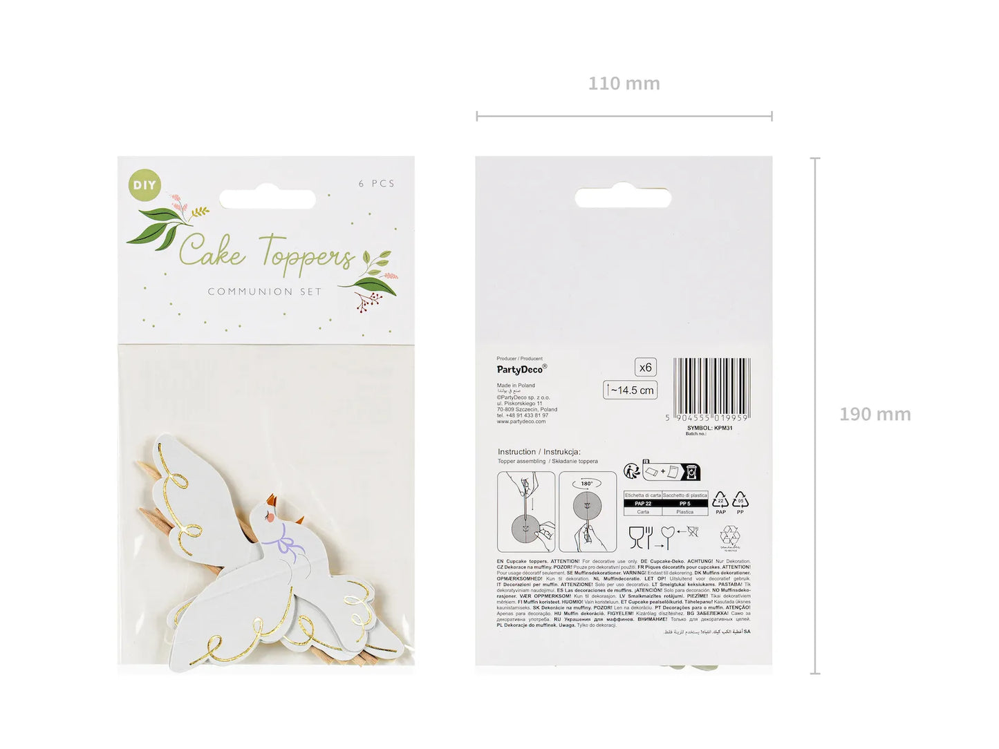 Dove Mix Cupcake Toppers 6ct