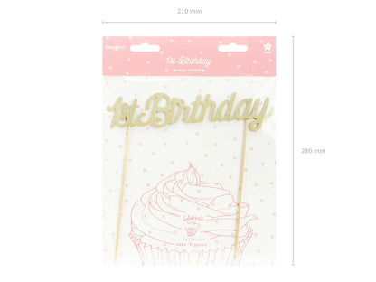 1st Birthday Cake Topper Gold Glitter