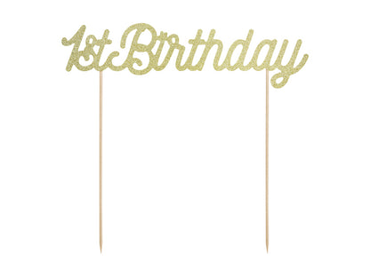 1st Birthday Cake Topper Gold Glitter
