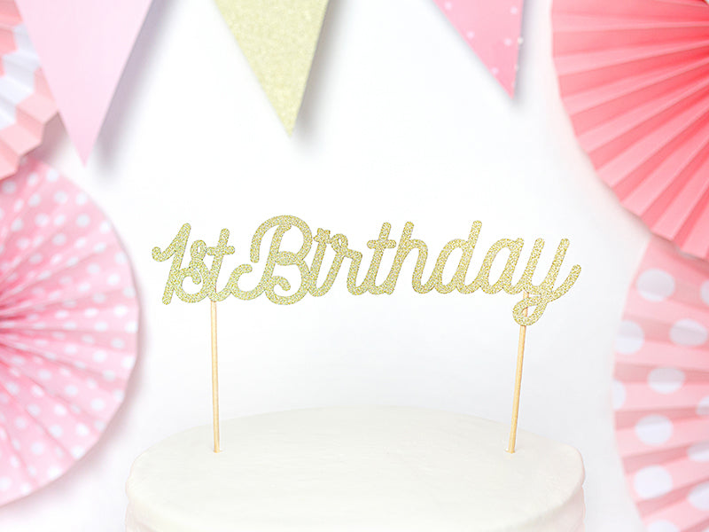 1st Birthday Cake Topper Gold Glitter