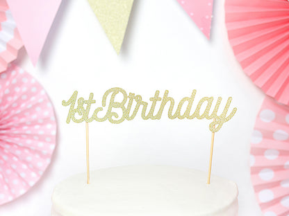 1st Birthday Cake Topper Gold Glitter