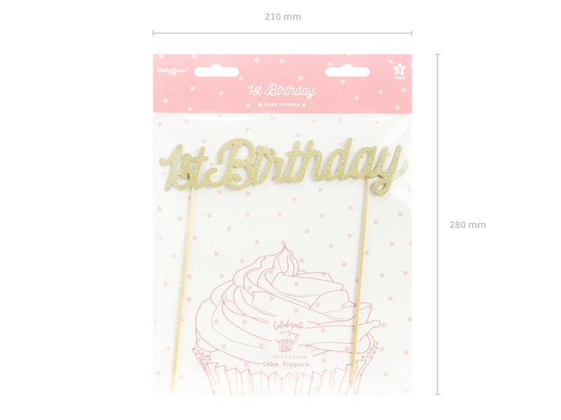 1st Birthday Cake Topper Gold Glitter