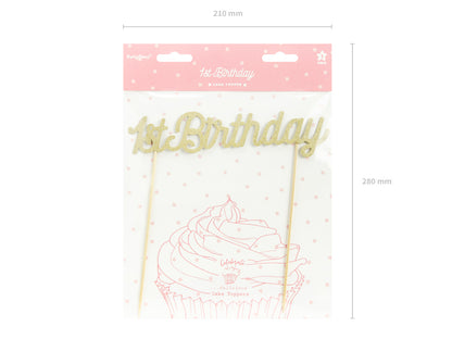 1st Birthday Cake Topper Gold Glitter