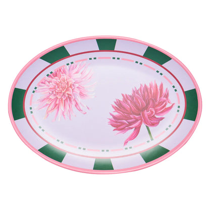 Dahlia Garden Melamine Oval Serving Platter