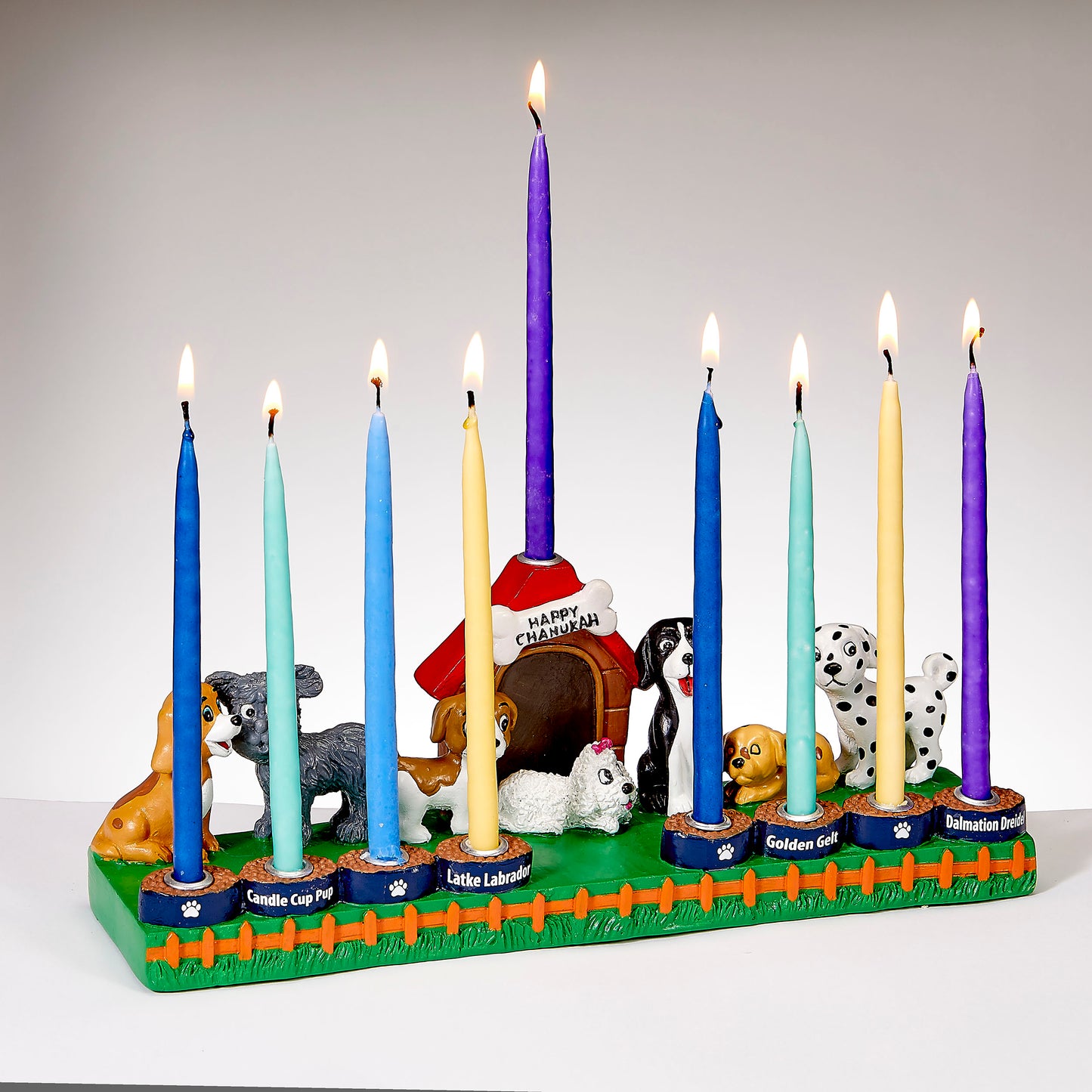 "Dog Lovers" Hand-Painted Resin Menorah
