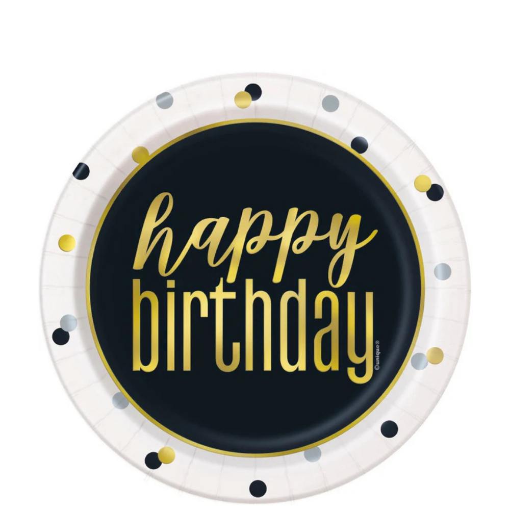 Metallic Happy Birthday Foil 7in Dessert Plates 8ct