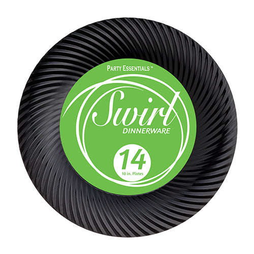 Black Plastic Premium Swirl Plates