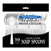 Plastic Soup Spoons - Silver 50 Ct.
