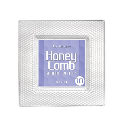 HoneyComb Square Plates - Clear 10 Ct.