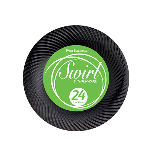 Black Plastic Premium Swirl Plates
