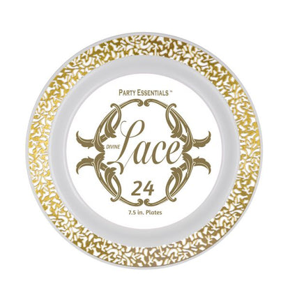 Lace Plate - White w/ Gold Edge