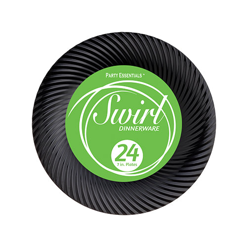 Black Plastic Premium Swirl Plates