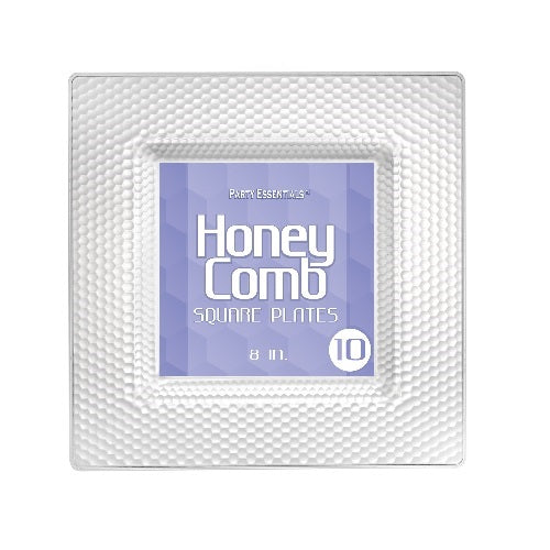 HoneyComb Square Plates - Clear 10 Ct.