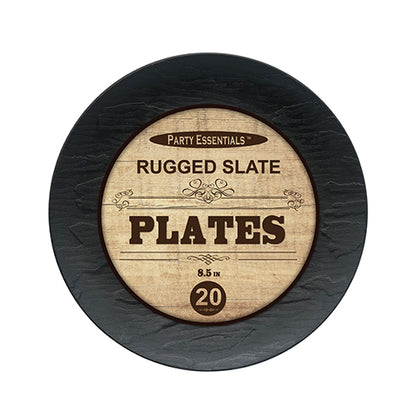 Black Rugged Slate Plates 20 Ct.