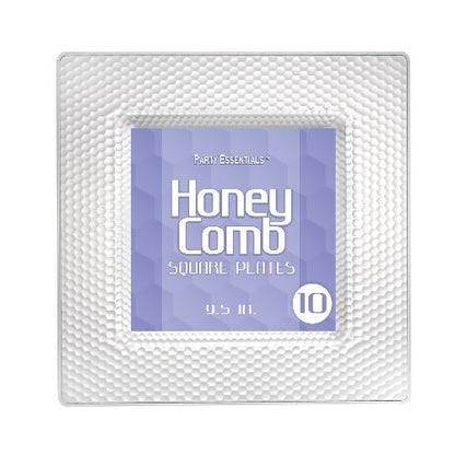 HoneyComb Square Plates - Clear 10 Ct.