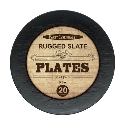 Black Rugged Slate Plates 20 Ct.