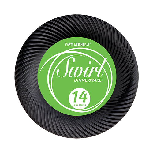 Black Plastic Premium Swirl Plates