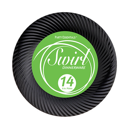 Black Plastic Premium Swirl Plates
