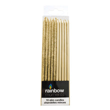 Slim Candles - Gold Glitter 10ct