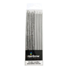 Slim Candles - Silver Glitter 10ct